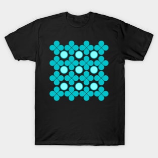 Sky Blue Circle and flower texture T-Shirt